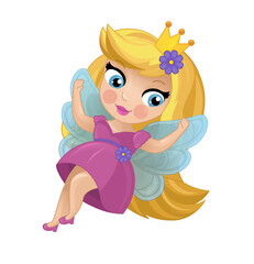 cartoon scene with happy elf princess illustration