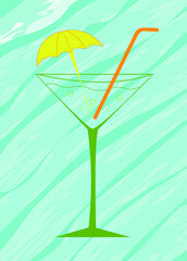 cocktail with straw and mini umbrella for decoration