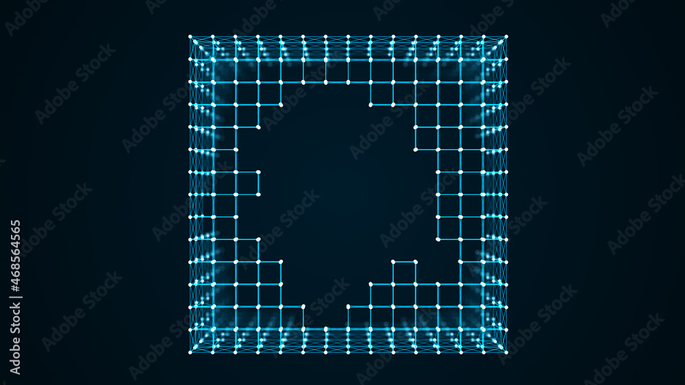 Fototapete Blockchain technology. Abstract digital background of points and lines. Glowing plexus. Big data. Network or connection. Science background. 3d rendering