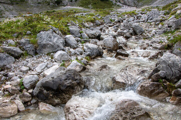 Naklejka na ściany i meble idyllic river flowing in the alps