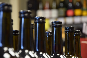 Wine bottles in wine store and ready for home delivery