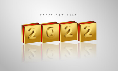 2022 happy new year banner design with embossed letter effect
