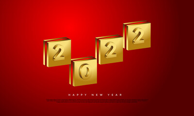 2022 happy new year banner design with 3d cube
