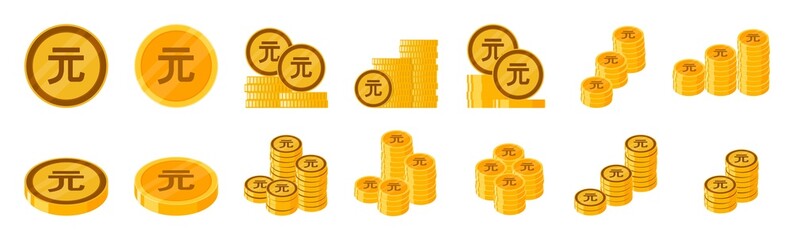 New Taiwan Dollar Coin Icon Set