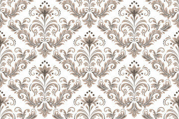 Damask seamless pattern element. Vector floral damask ornament vintage illustration.