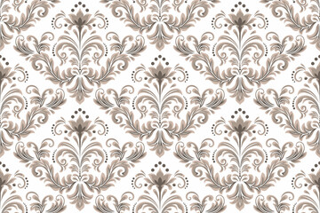 Damask seamless pattern element. Vector floral damask ornament vintage illustration.