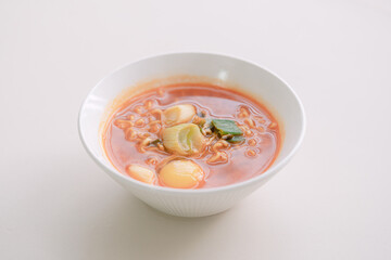 Korean ramen in a white bowl