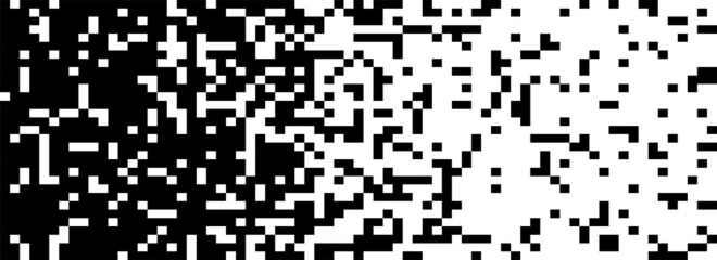 Fototapeta premium Black and White Random Pixels Pattern. Shuffled pixels texture background. Classic Pixel Art. Vector Illustration.