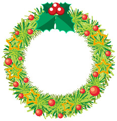 Christmas wreath decor isolated