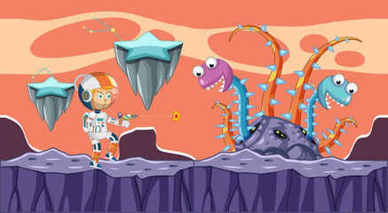 Fantasy outer space scene in cartoon style
