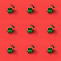 3D rendering Christmas gift seamless pattern on red color background