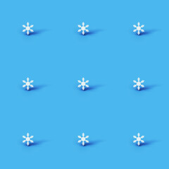Fototapeta na wymiar 3D rendering snowflake seamless pattern on sky color background