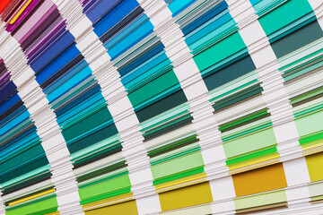 Color palette close-up, guide of paint samples catalog