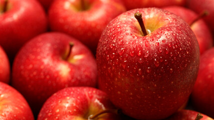 Red apples with droplets
