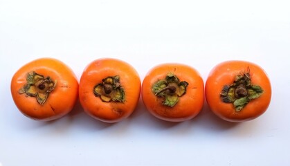 Persimmon fruit isolated on white background. Orange fresh ripe persimmon. Set of persimmons. Collection.

