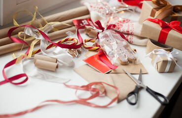 Christmas gifts wrapping mess - mental health issues during holidays season