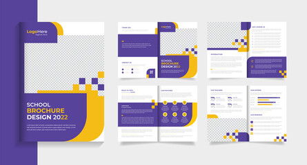 Creative school education brochure design template layout with abstract shapes for learning , teaching purpose