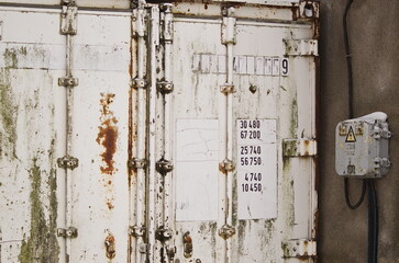 Metal container doors and electrical box.