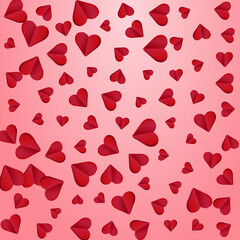 Burgundy Heart Vector Pink  Backgound. Falling