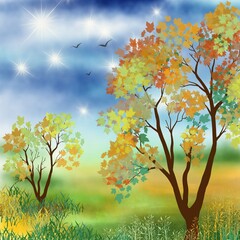 Autumn Landscape. Vector Background