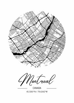 Montreal - Canada Black Water City Map
