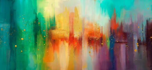 Image d& 39 abstraction multicolore avec des éléments aquarelles et des gouttes d& 39 or