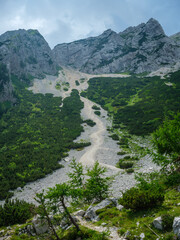 Fototapeta na wymiar gravel hiking trails in Tatra mountains in Slovakia