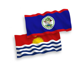 Flags of Republic of Kiribati and Belize on a white background