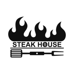 Hot Grill Bar Restaurant Logo on White Background. Vector