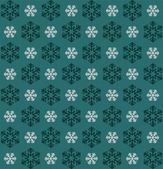 Winter, Christmas, New Year Seamless Pattern Snowflakes. Vector green background. Fabric print, wrapping paper, Curtain Fabric, scrapbooking, napkins for decoupage or children's design