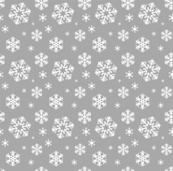 Winter, Christmas, New Year Seamless Pattern Snowflakes. Vector Grey background. Fabric print, wrapping paper, Curtain Fabric, scrapbooking, napkins for decoupage or children's design
