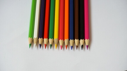 color pencils on white background