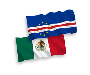 Flags of Mexico and Republic of Cabo Verde on a white background