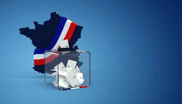 Urne de vote - élection présidentielle Française - Illustration 3D