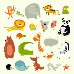 Print. Big set of cute animals.  - 468585579