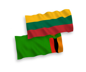 Flags of Lithuania and Republic of Zambia on a white background