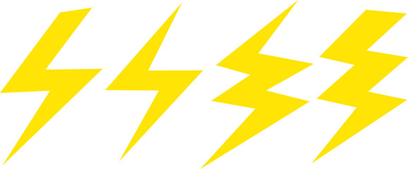 Illustration of different lightning bolts isolated on white