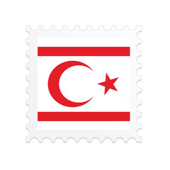 Turkish Republic of Northern Cyprus flag postage stamp on white background. Vector illustration eps10.