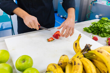 manufacture of artisan ice cream with fruit