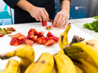 manufacture of artisan ice cream with fruit