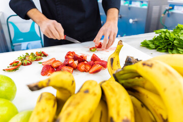 manufacture of artisan ice cream with fruit