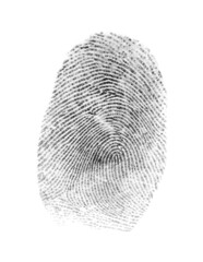 Black fingerprint made with ink on white background