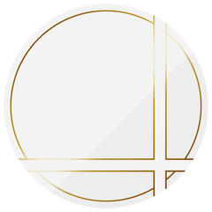 円形のフレーム　ホワイト＆ゴールド　クロス掛けリボン