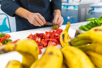 manufacture of artisan ice cream with fruit