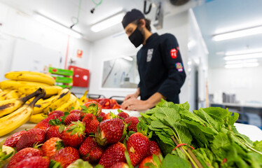 manufacture of artisan ice cream with fruit