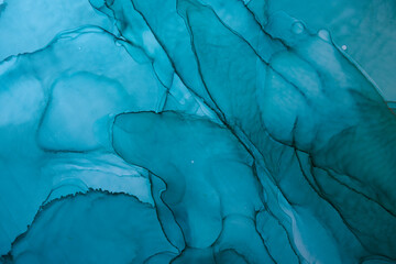 Abstract navy blue ocean sea sky watercolor background. indigo paint stains and spots, water waves,...