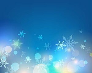 Fototapeta na wymiar Blue light sky snowflake star Christmas background