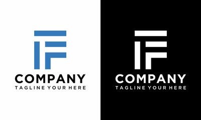 Minimalist letter FF Logo design vector template on a black and white background.