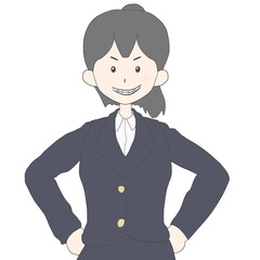 ドヤ顔　女子学生　高校生　イラスト　人物