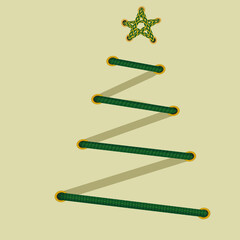 Christmas tree made of green lacing with star. 